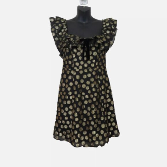 For Love and Lemons Size Small Black Metallic Polka Dot Mini Dress NEW - Picture 1 of 8